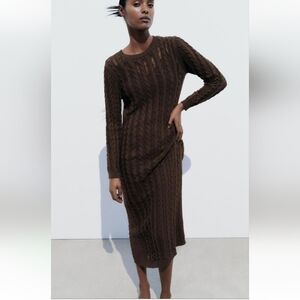 Zara Cable knit Midi Dress With Lining